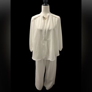 Soft Linen White Blouse and Pants Coords